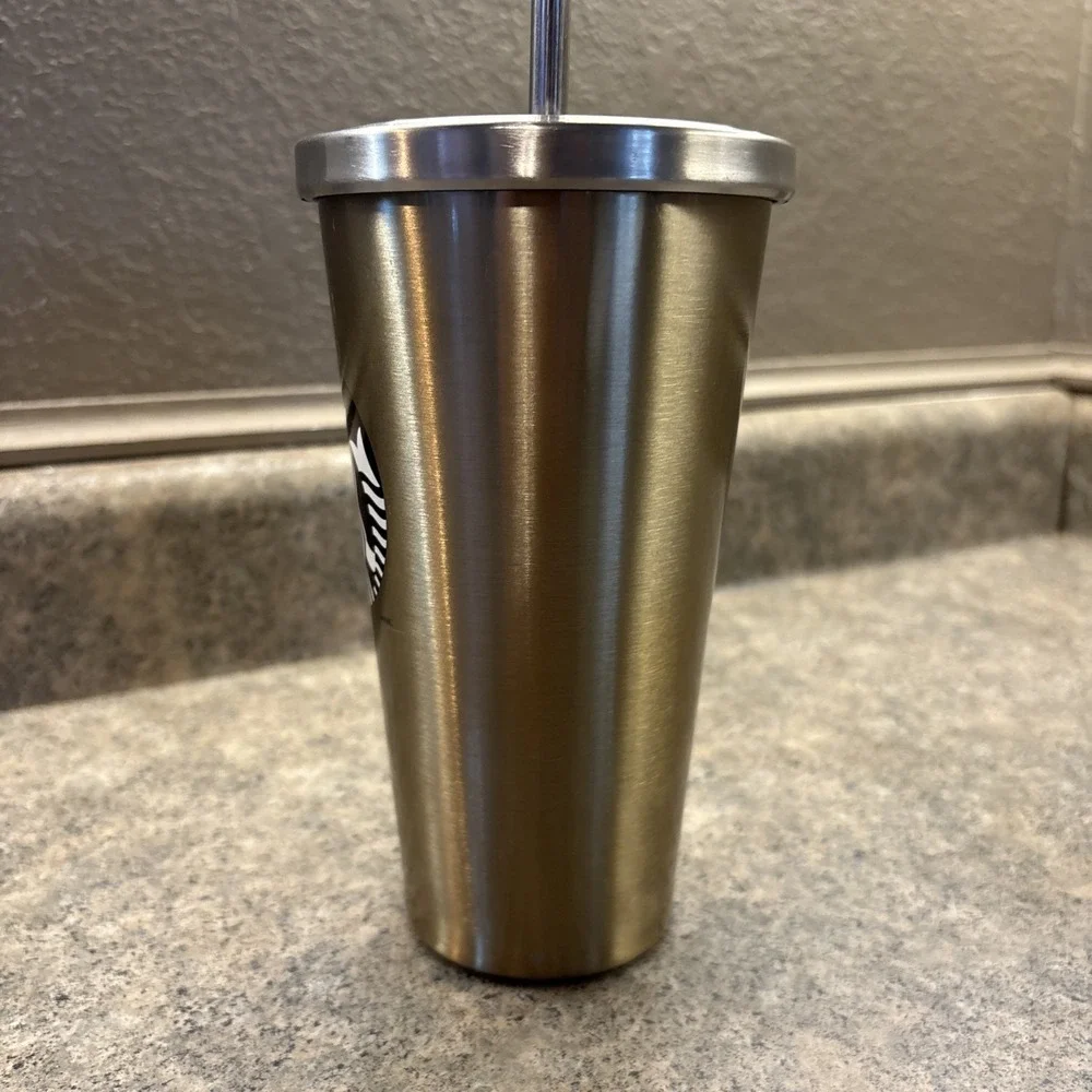 Starbucks Stainless Steel Tumbler 16 Oz Coffee Tea Water + Straw